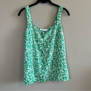 ✨ Lush Women’s Green White Floral Tank Top Large